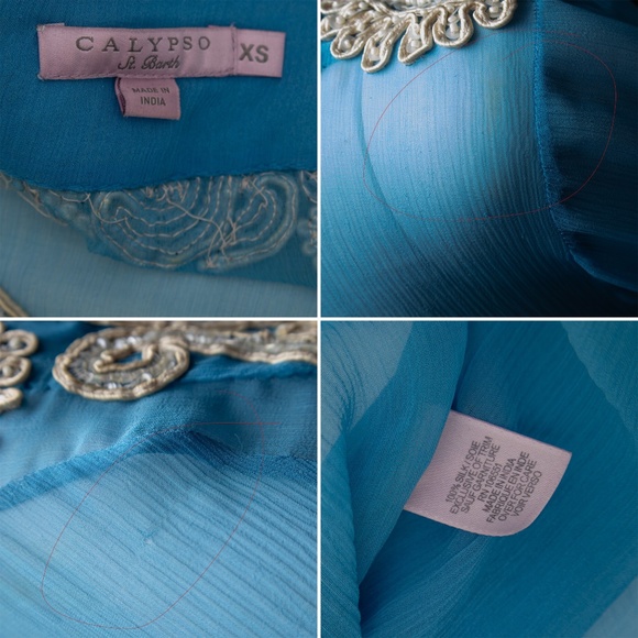 Calypso St. Barth Sheer Embroidered Tunic Dress Blue Size XS - Picture 5 of 6